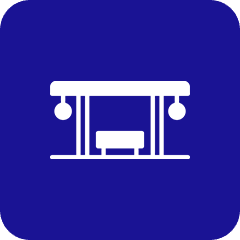 07 White swing icon on blue background.