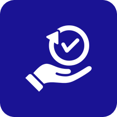 08 Hand holding clock with check mark.