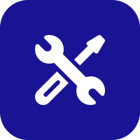 Frame 1618873935 Wrench and screwdriver crossed on blue background.